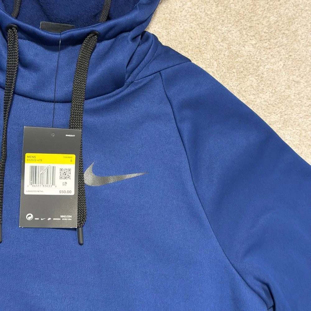 Nike Dri-FIT Training Hoodie Mens Small Blue Pullover Scuba Hood 932022-478